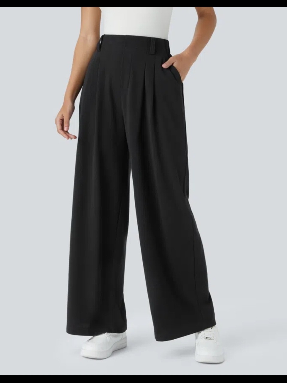 NWT XL Petite HALARA Black Wide Leg High-Waist Trousers